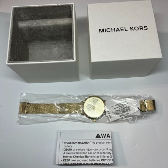 NEW in the Box Michael Kors Portia Mesh Gold-Tone Watch main image 5